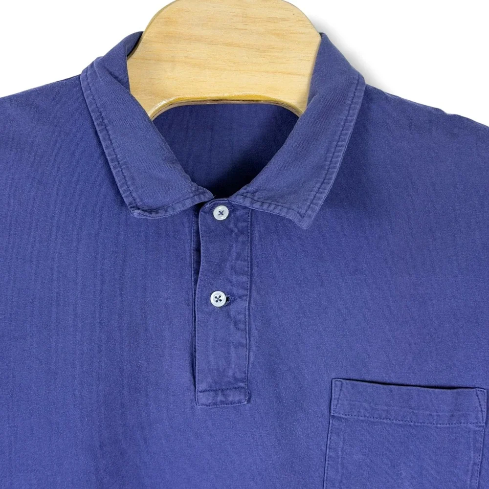 Vintage Polo Ralph Lauren Polo Shirt Mens XXL Blue Solid Cotton Pocket Classic
